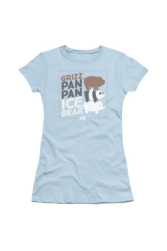 We Bare Bears Grizz Pan Pan Ice Bear S/S Junior Women's T-Shirt Sheer Light Blue