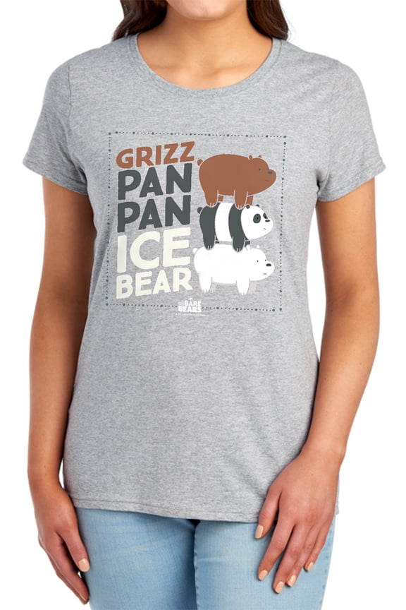 We Bare Bears Grizz Pan Pan Ice Bear Women's T Shirt, Athletic Heather, 2X-Large