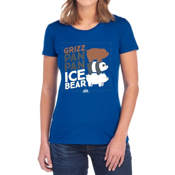 We Bare Bears Grizz Pan Pan Ice Bear Women's T Shirt, Royal, X-Large