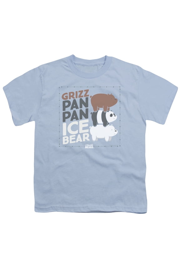 We Bare Bears - Grizz Pan Pan Ice Bear - Youth Short Sleeve Shirt - Large