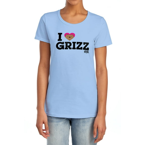 We Bare Bears Heart Grizz Women's T Shirt, Light Blue, Small