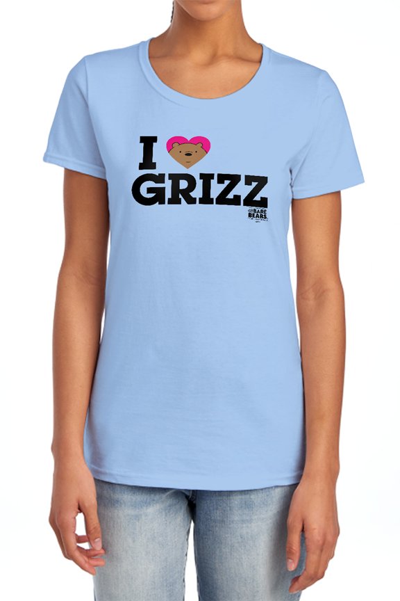 We Bare Bears Heart Grizz Women's T Shirt, Light Blue, Small