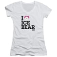 thumbnail image 1 of We Bare Bears Heart Ice Bear Junior Women's T-Shirt V-Neck White, 1 of 1