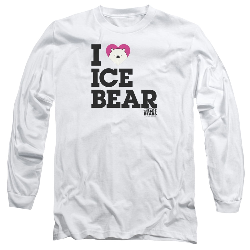 We Bare Bears Heart Ice Bear Long Sleeve Adult 18/1 T-Shirt White ...