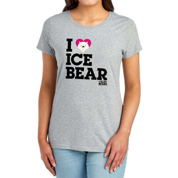 We Bare Bears Heart Ice Bear Women's T Shirt, Athletic Heather, Medium