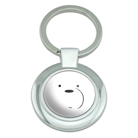 We Bare Bears Ice Bear Keychain Classy Round Chrome Plated Metal