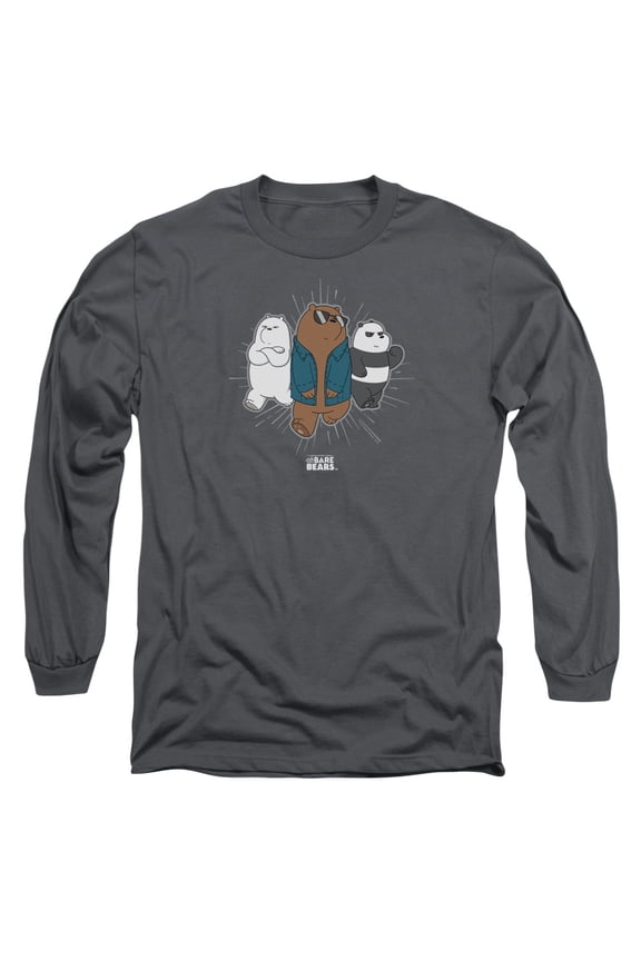 We Bare Bears Jacket Long Sleeve Adult 18/1 T-Shirt Charcoal