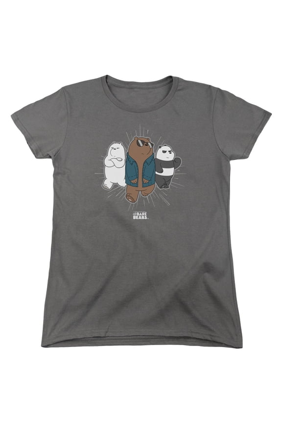 We Bare Bears Jacket S/S Women'S T-Shirt Charcoal