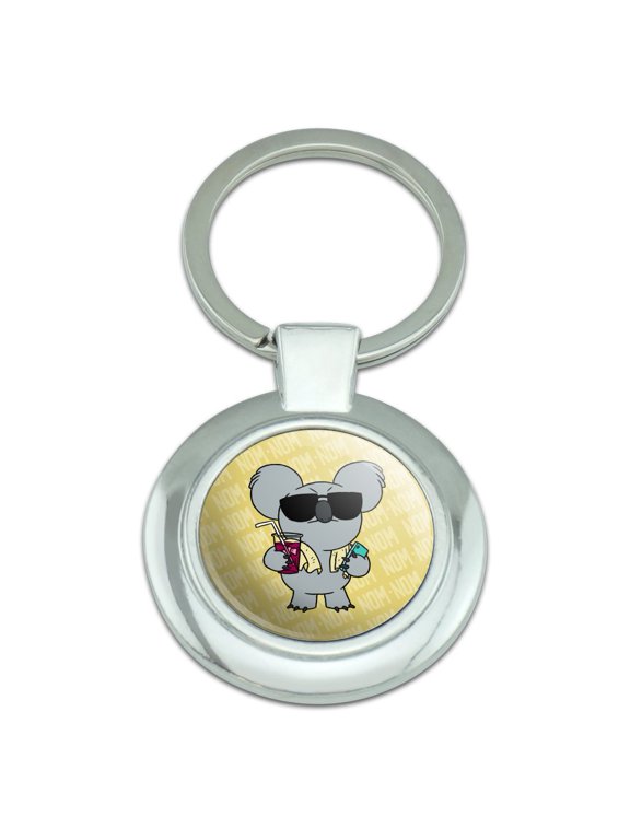 We Bare Bears Nom Nom Keychain Classy Round Chrome Plated Metal