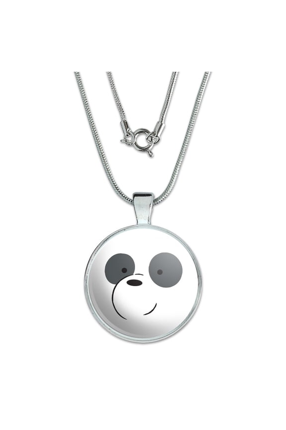 We Bare Bears Panda 1" Pendant with Sterling Silver Plated Chain