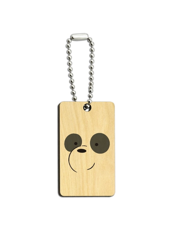 We Bare Bears Panda Wood Wooden Rectangle Keychain Key Ring