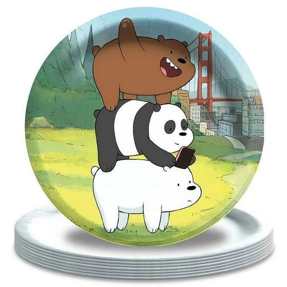 We Bare Bears Plates Party Supplies Birthday Decorations Tableware Disposable Dinnerware