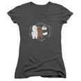 thumbnail image 1 of We Bare Bears Selfie Junior Women's T-Shirt V-Neck Charcoal, 1 of 1