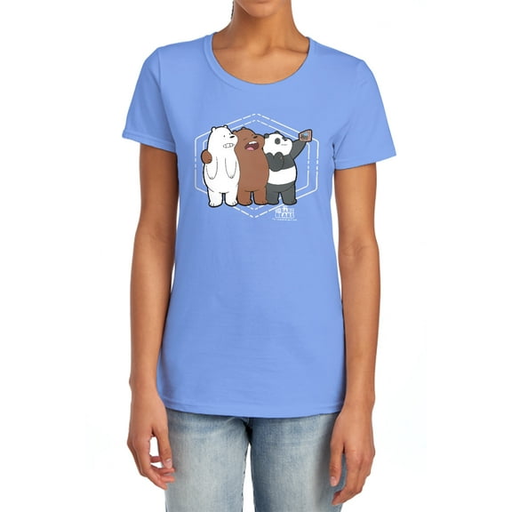 We Bare Bears Selfie Women's T Shirt, Carolina Blue, 2X-Large