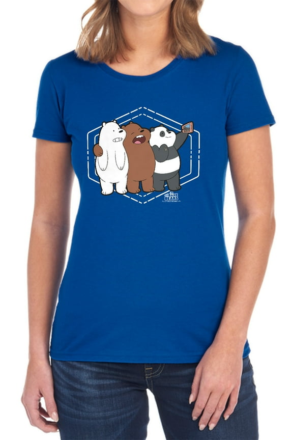 We Bare Bears Selfie Women's T Shirt, Royal, Medium
