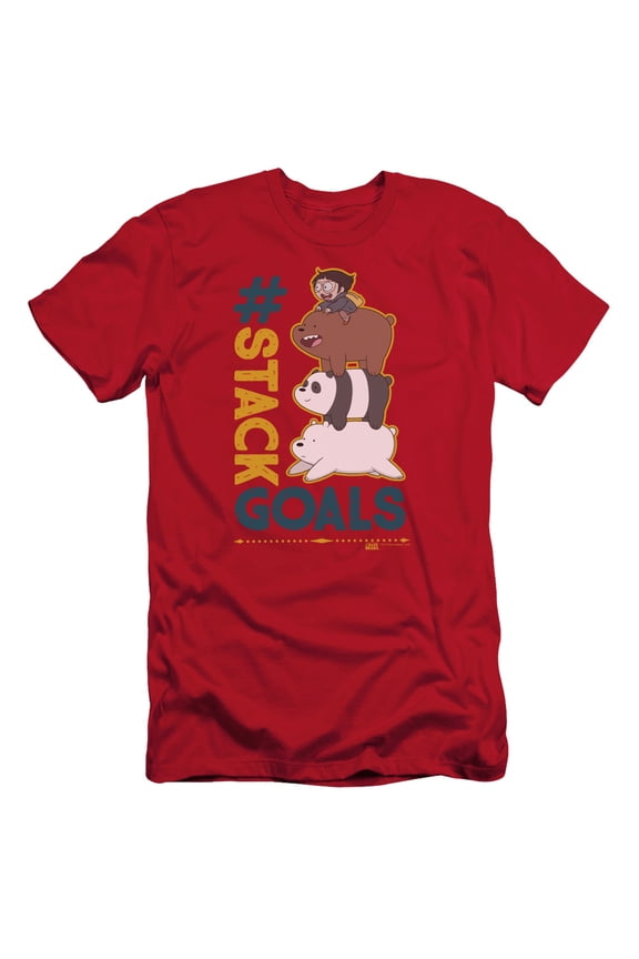We Bare Bears Stack Goals S/S Adult 30/1 T-Shirt Red