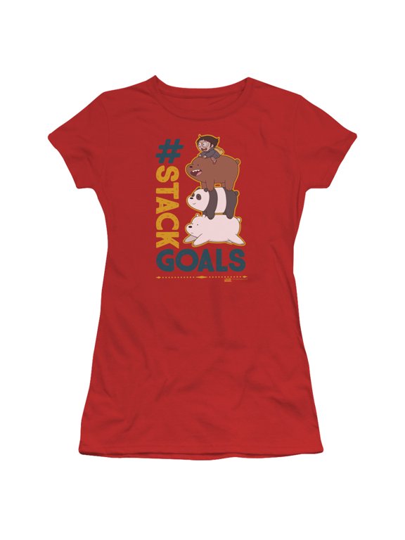 We Bare Bears Stack Goals S/S Junior Women's T-Shirt Sheer Red