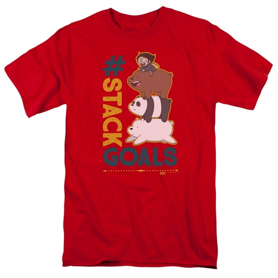 We Bare Bears Stack Goals S/S Adult 18/1 T-Shirt Red