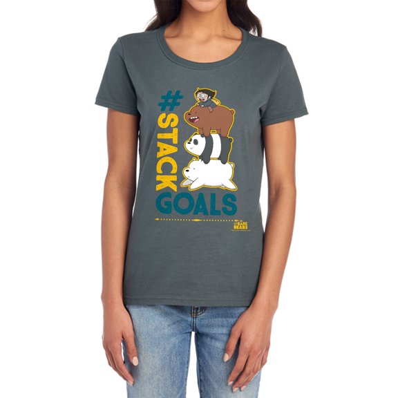 We Bare Bears Stack Goals Women's T Shirt, Charcoal, 2X-Large