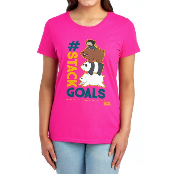 We Bare Bears Stack Goals Women's T Shirt, Hot Pink, Large