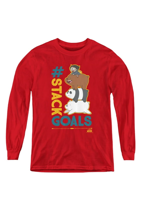 We Bare Bears - Stack Goals - Youth Long Sleeve Shirt - Medium