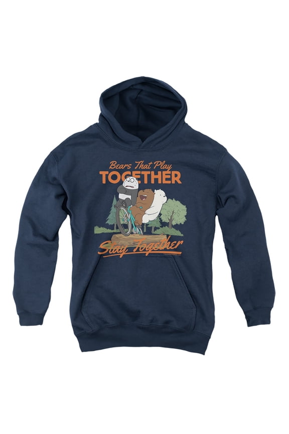 We Bare Bears Stay Together Kids Pull-Over Hoodie (Large) for Youth Boys and Girls, Navy