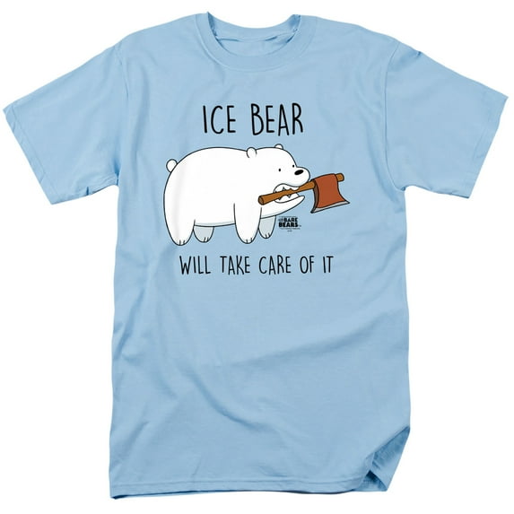 We Bare Bears Take Care Of It S/S Adult 18/1 T-Shirt Light Blue