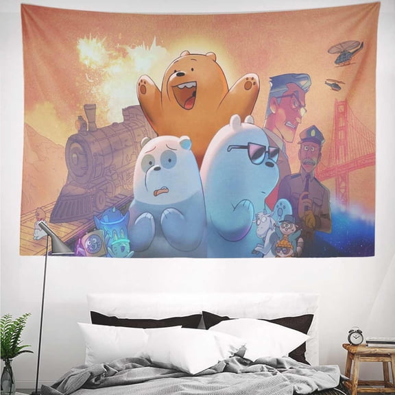 We Bare Bears Tapestry Gift Wall Hanging Backdrop for Room Bedroom Girls Fans Background Banner Party Birthday Supplies Decor