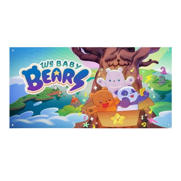 We Bare Bears-Theme Backdrops Banner Birthday Party Decor Supplies Personalized Party Backdrop Decoration,5x3ft150x90cm