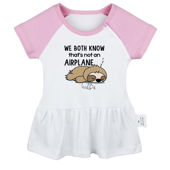 We Both Know That's Not an Airplane Funny Dresses For Baby, Newborn Babies Skirts, Infant Princess Dress, 0-24M Kids Graphic Clothes (Pink Raglan Dresses, 12-18 Months)