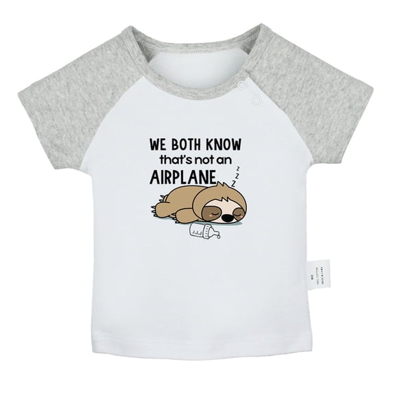 We Both Know That's Not an Airplane Funny T shirt For Baby, Newborn Babies T-shirts, Infant Tops, 0-24M Kids Graphic Tees Clothing (Short Gray Raglan T-shirt, 0-6 Months)