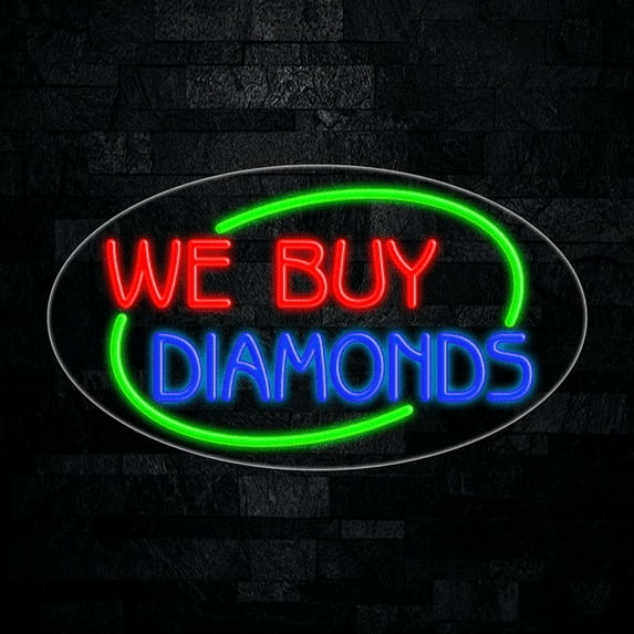 We Buy Diamonds LED Neon Sign 28"L x 16"H #34584