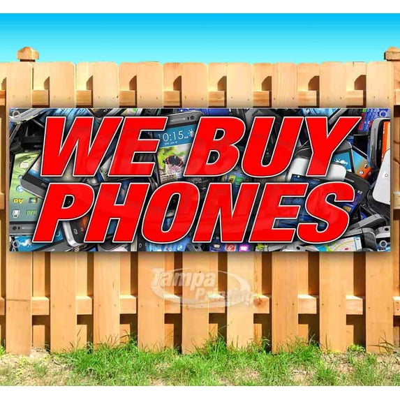 We Buy Phones 13 oz Vinyl Banner With Metal Grommets