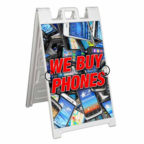 We Buy Phones (24" X 36") Deluxe A-Frame Signicade, Includes 2 Removable Panels & Stand