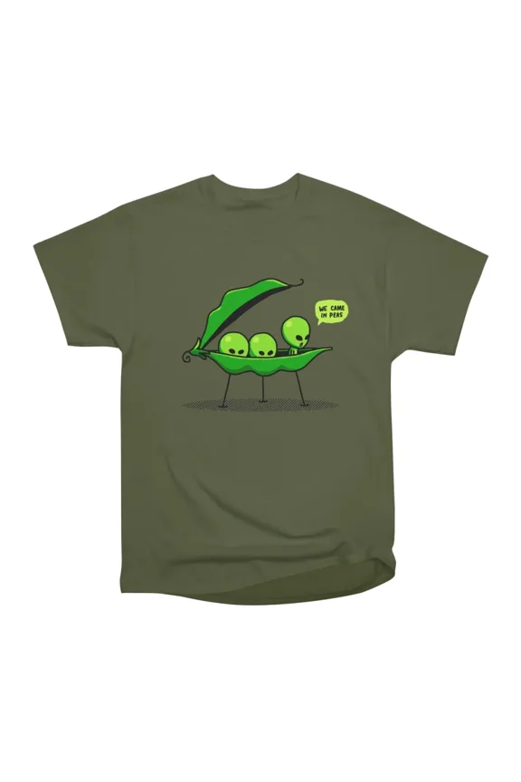 We Came In Peas Alien UFO Space We Come In Peace Funny Alien T-Shirt Tee Gift For Him Merc