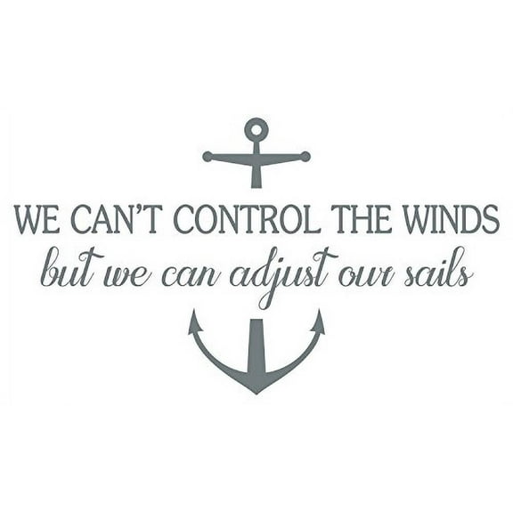 We Can Adjust Our Sails- Nautical Inspirational Wall Decals Stickers Quotes, Storm Gray,36x20-Inch, 36x20, Storm Gray