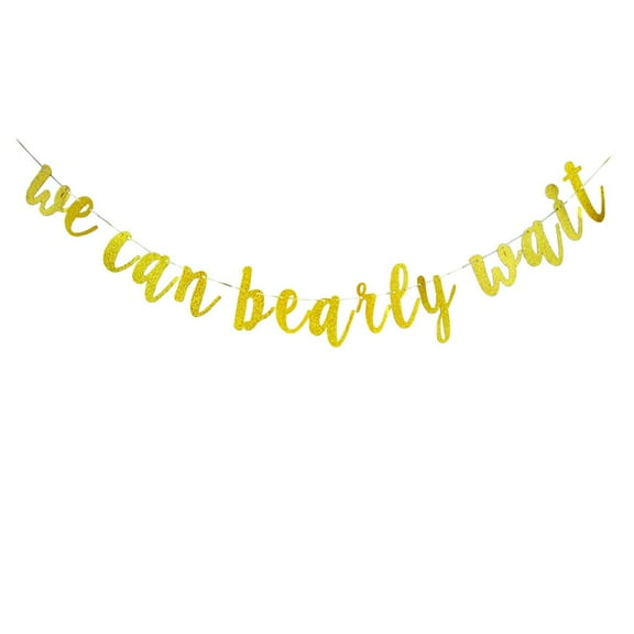 We Can Bearly Wait Banner Baby Shower Party Decorations Baby Shower Party Photo Booth Props, Gold
