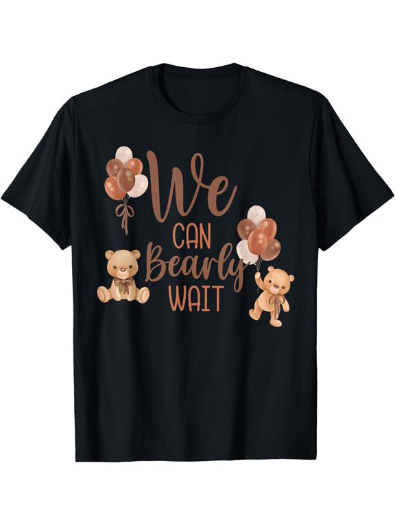 We Can Bearly Wait Bear Gender Neutral Boy Baby Shower T-Shirt