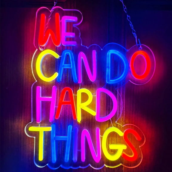We Can Do Hard Things Neon Sign - Dimmable Colorful Read Neon Light for Girls Boys Library Reading Room Classroom Birthday Party Decor Gift