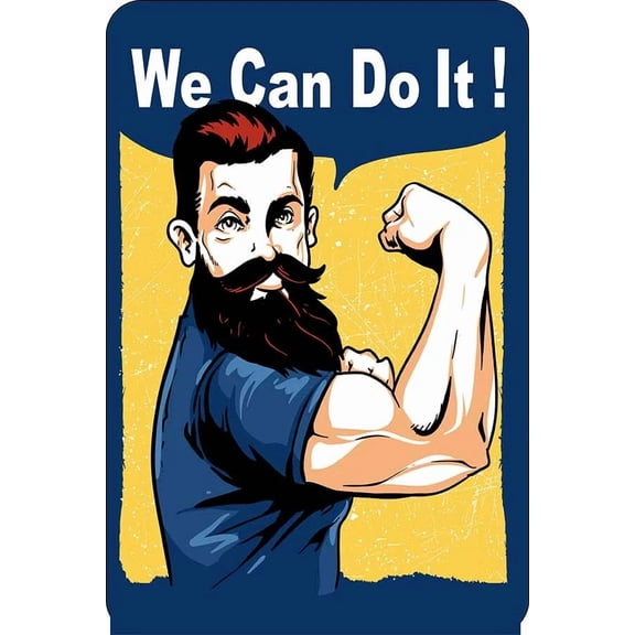We Can Do It! Bearded Man Sign Metal Funny Man Cave House Decor A745