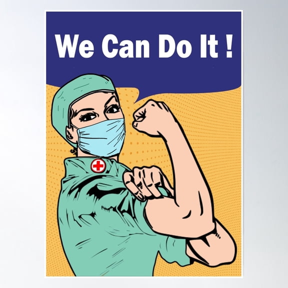 We Can Do It - Nurse Against Coronavirus Poster Wall Art, Modern Wall Decor, 8x12 UNFRAMED