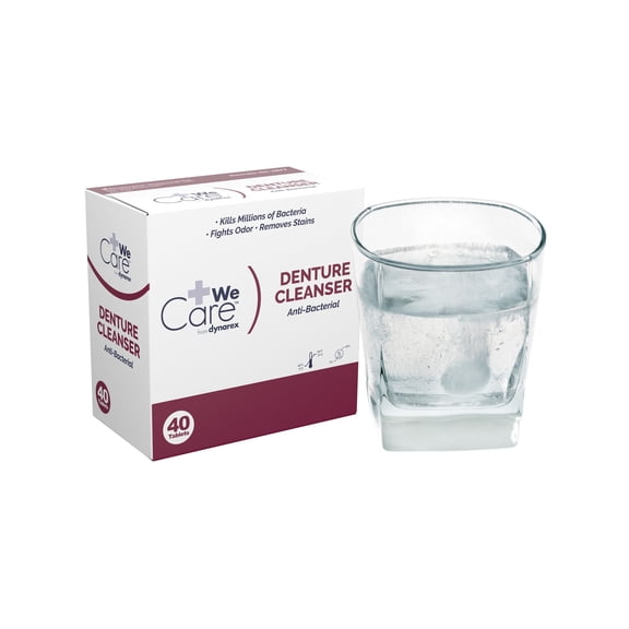 We Care from Dynarex Denture Cleaner Peppermint Scent Tablet 4877 (40 Ct)