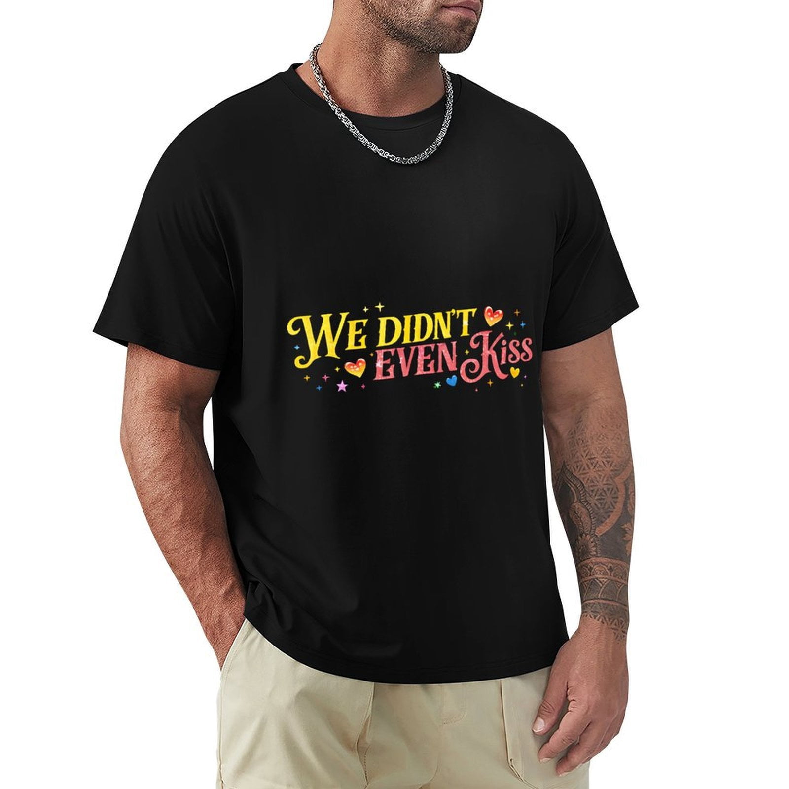 We Didn’t Even Kiss Men's HD Print Classic Short Sleeve T-Shirts Black ...