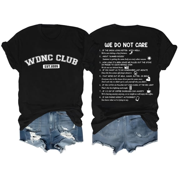 We Do Not Care Club Shirt WDNC Club T Shirts For Women Man WDNC Club Letter Printed Graphic Tops