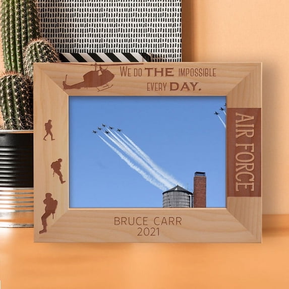 We Do The Impossible Every Day Personalized Wooden Frame-7" x 5" Brown Horizontal
