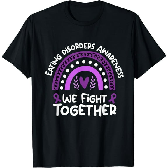 We Fight Together | Eating disorders Awareness T-ShirtMen and women, Black T-shirt, size: Extra large