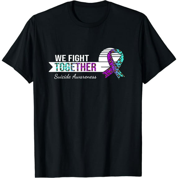 We Fight Together Suicide Awareness, Leopard Ribbon T-Shirt