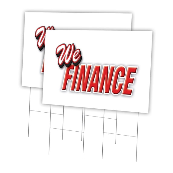 We Finance 2 Pack Of 24" x 36" Yard Sign & Stake | Advertise Your Business | Stake Included Image On Both Sides | Made in The USA