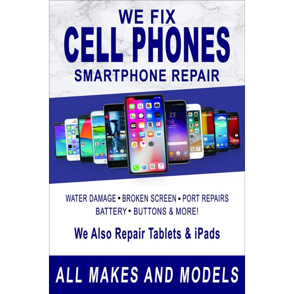We Fix Cell Phones Smartphone Repair Advertising Poster Sign