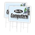 thumbnail image 1 of We Fix Computers 2 Pack Of 24" x 36" Yard Sign & Stake | Advertise Your Business | Stake Included Image On Front Only | Made in The USA, 1 of 3